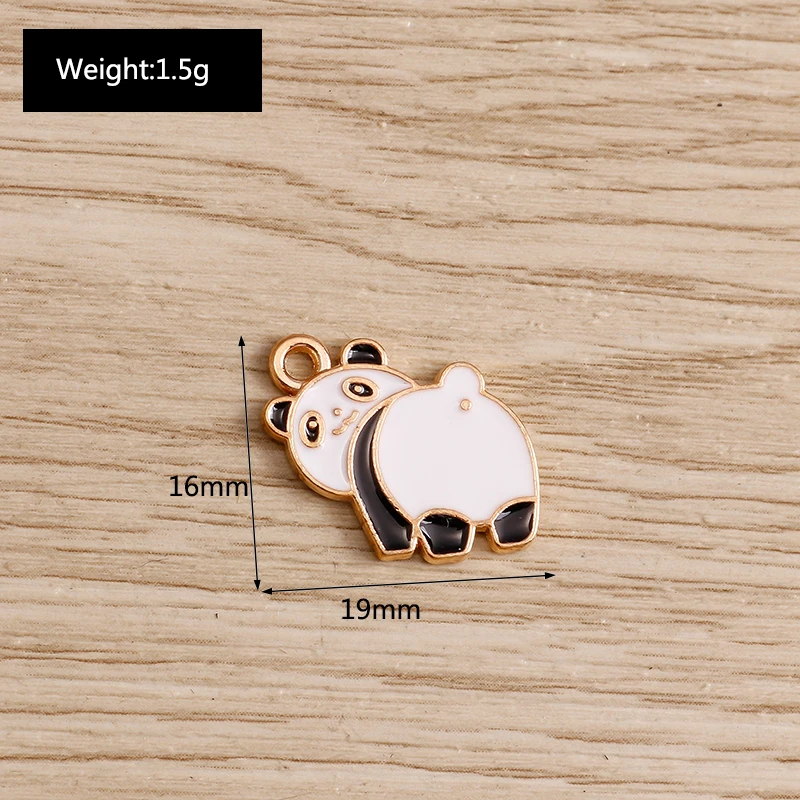 10 teile/los Cartoon Tier Charms für Schmuck Machen Emaille Panda Bambus Charms Anhänger für Halsketten Ohrringe Handwerk Geschenke – Detail 12