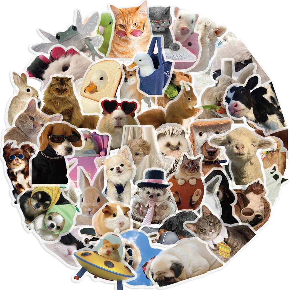 Cartoon Stickers Cartoon Sticker 10/30/50PCS Cartoon Cats Dogs Meme Transparent Sticker DIY Phone Laptop Luggage Skateboard Graffiti Decals Fun for Gift