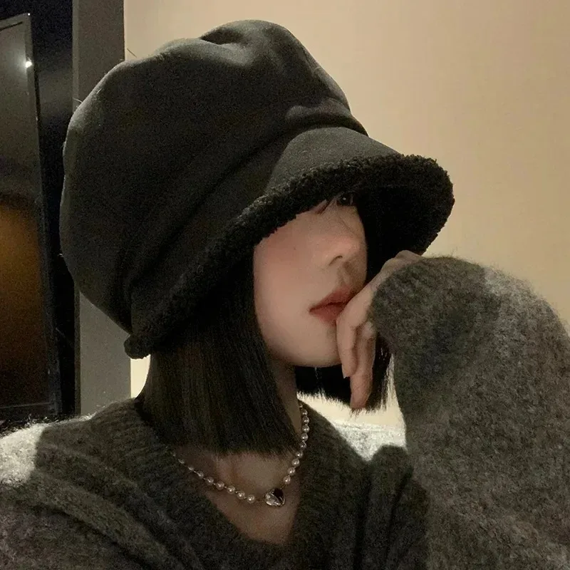 여성용 레트로 단색 벨벳 팔각형 베레모 모자, 두꺼운 따뜻한 하이 퀄리티 캐주얼 모자, 패션 액세서리, 겨울