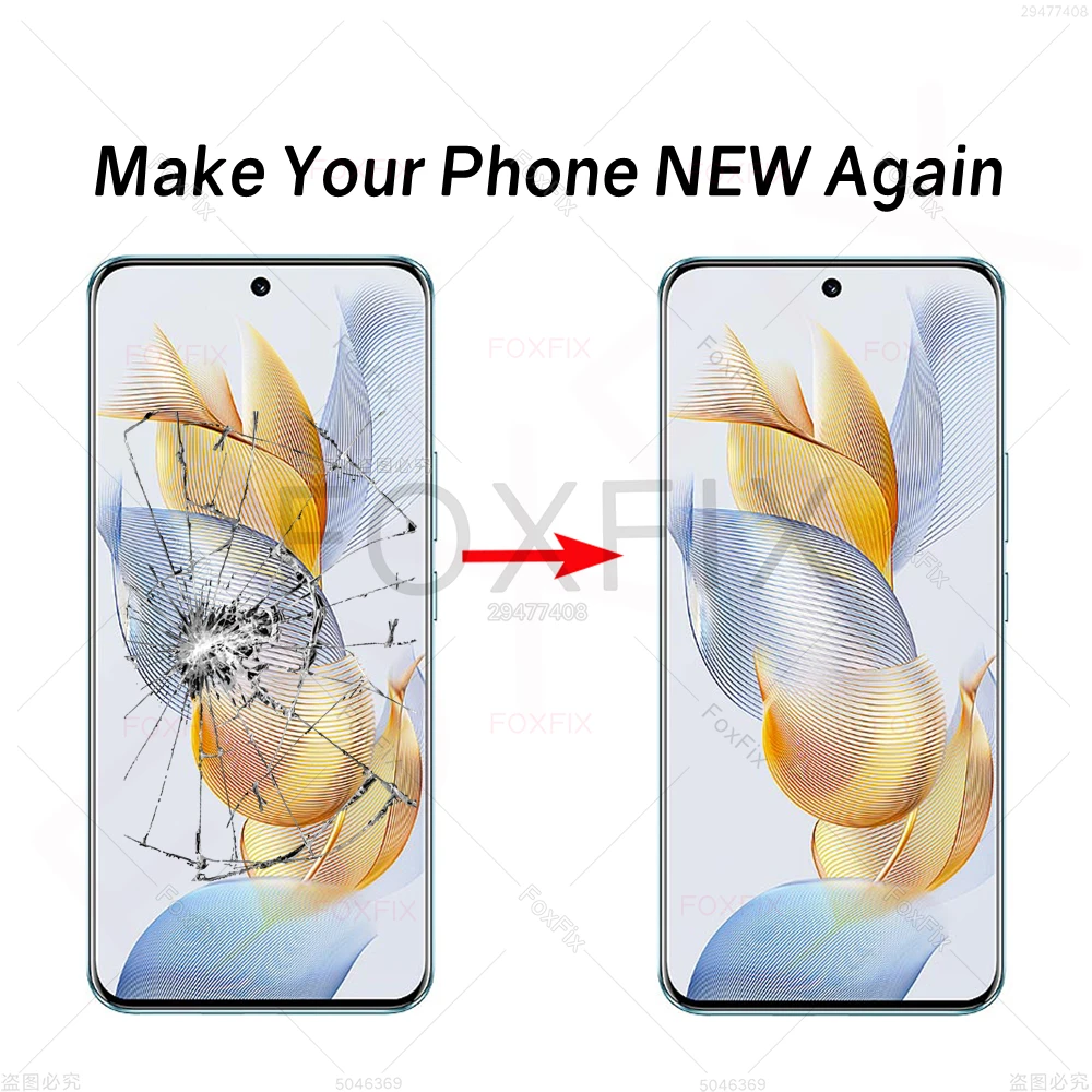 Front Screen Glass For HONOR 90 5G REA-NX9 Outer Glass Lens+OCA Optically Clear Adhesive Replacement