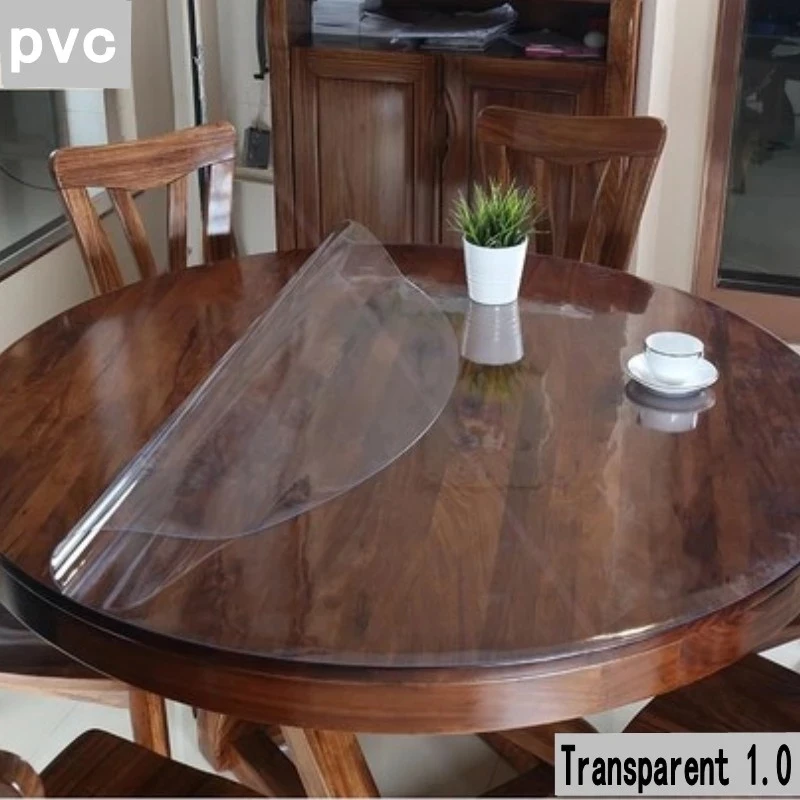 

2022 New Round PVC Tablecloth Waterproof Oilproof able Cover Glass Soft Cloth Table Cover Home Kitchen Dining Room Placemat 1mm