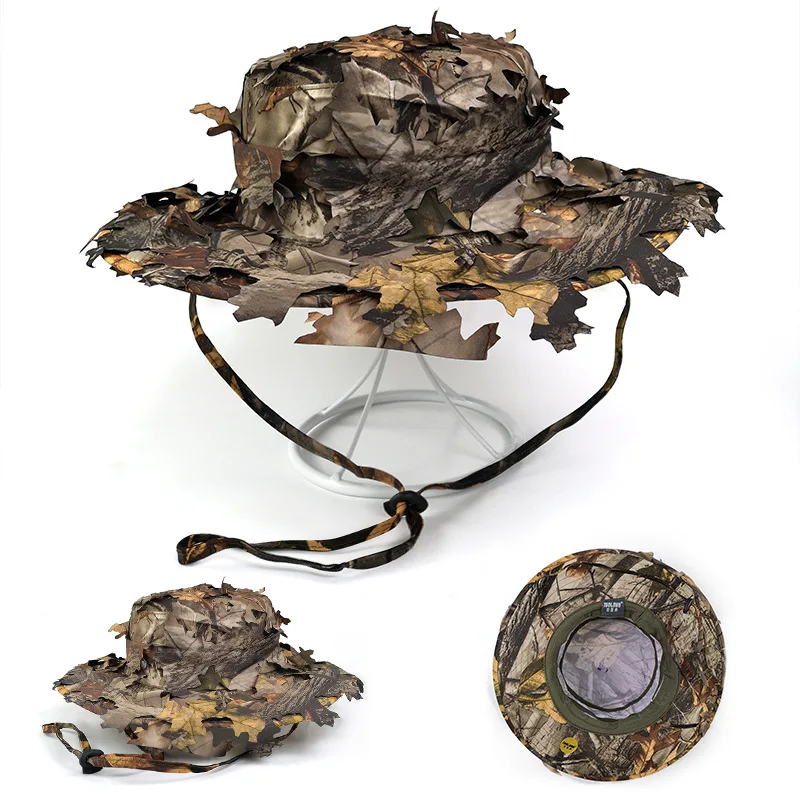 Lightweight 3D Maple Leaves Boinic Camouflage Hunting Fishing Hat Sun Protection Thin Breathable Anti-Sweat Outdoor Sports Cap