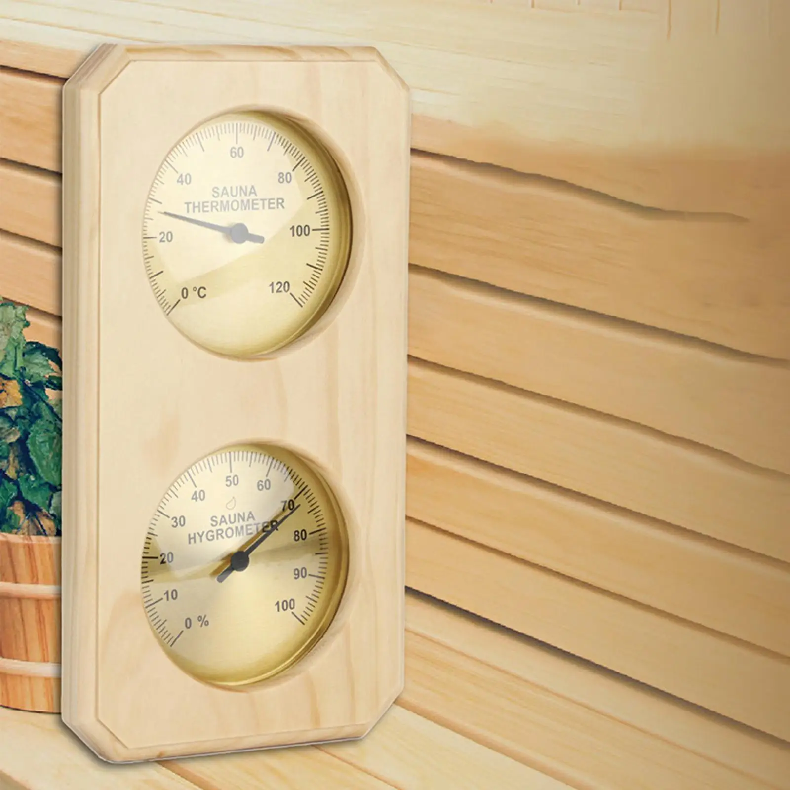 Bimetallic Wooden Sauna Sweat Room Wall Mounted Temperature And Humidity Meter Household Indoor Baby Room Temperature 4