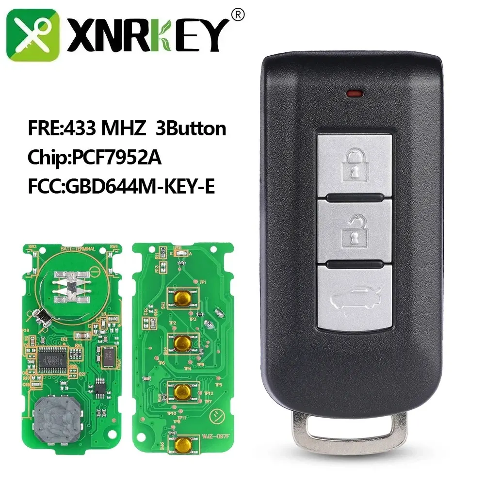 

XNRKEY для Mitsubishi Lancer Outlander ASX Автомобильный ключ FCC: G8D-644M-KEY-E 3, системный блок 433 МГц, чип PCF7952/ID46