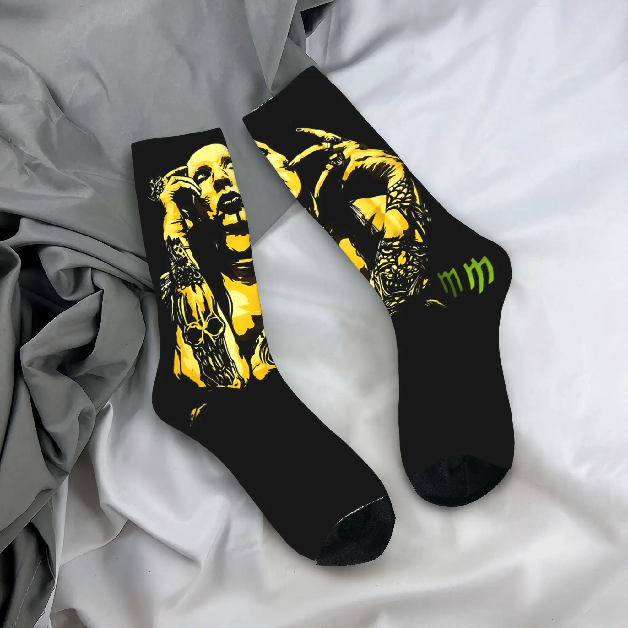 Marilyns Mansons Stockings Band Pattern Gothic Socks Winter Anti Skid Socks Adults Men Outdoor Quality Socks