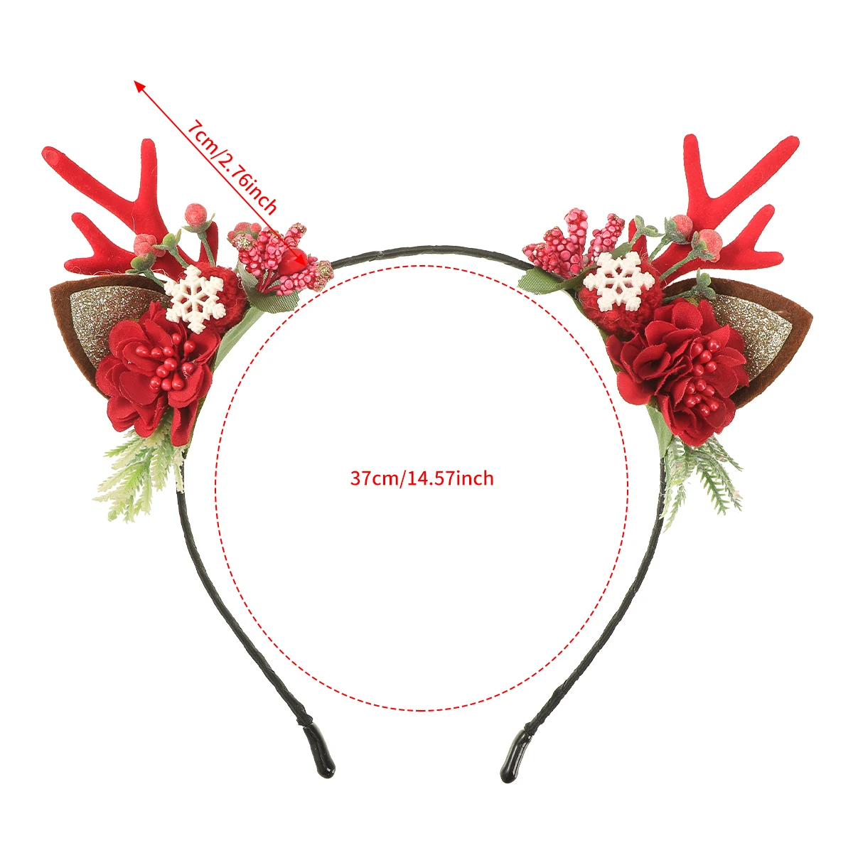 Christmas Flower Antlers Head Hoops Headband Ladies Fashion Festival Hair Band Bezel Hairbands Girls Gift Hair Accessories