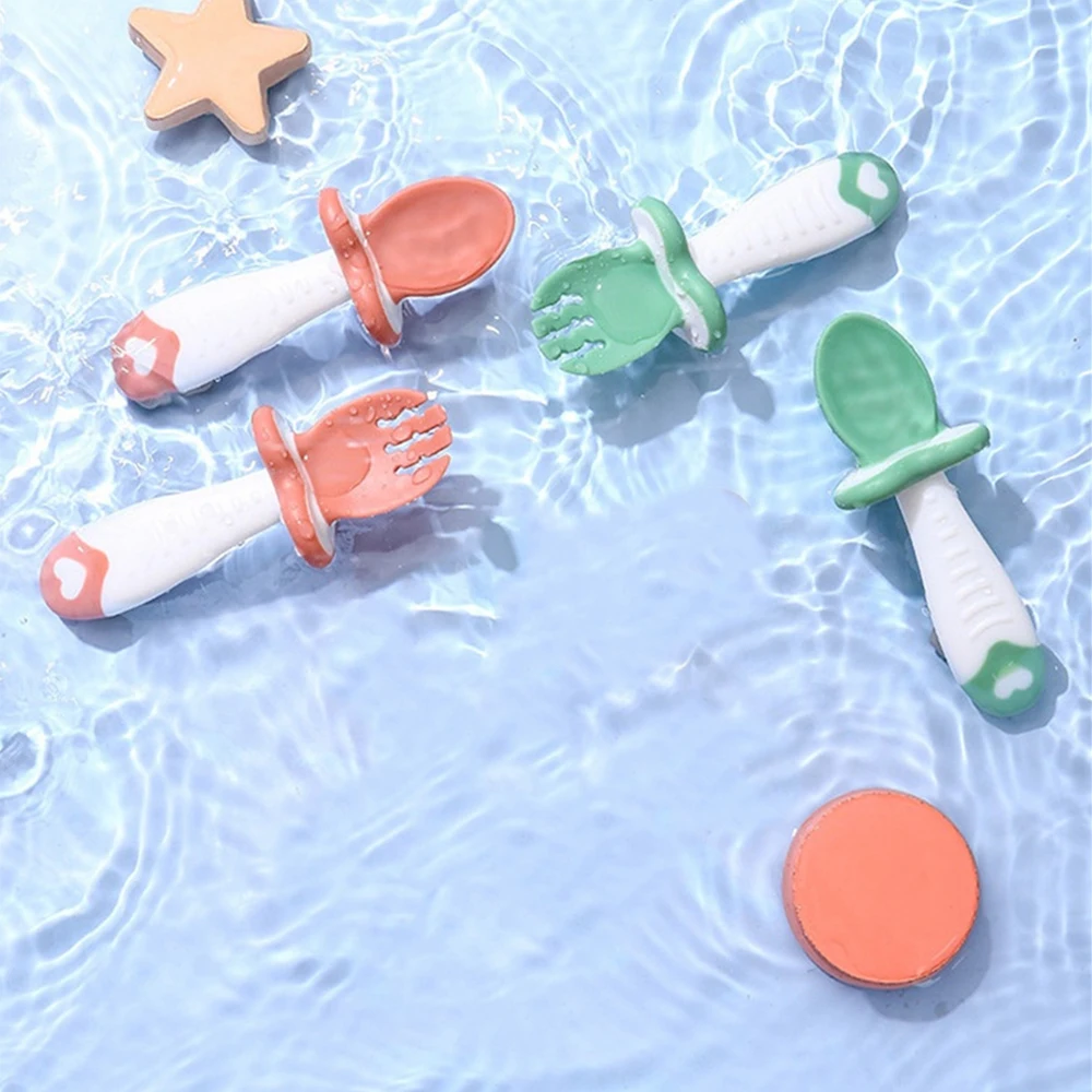 Silicone Baby Spoon Fork Set for Infant Toddler Feeding
