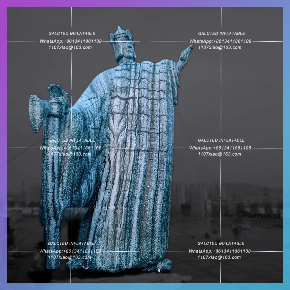 풍선 Argonath 동상 복제 공기 카니발 파티 장식을위한 도끼와 5m 대형 곤도르 게이트 거상 불어