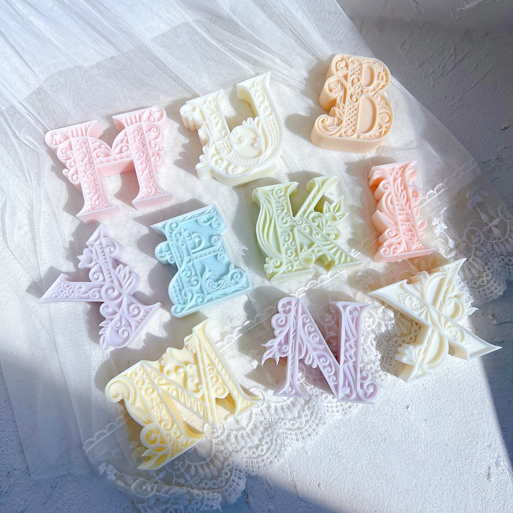 

Wall Decor 26 Letters Resin Mould Layered Floral Alphabet Silicone Mold Multilayer Monogram Letters Soy Wax Candle Molds