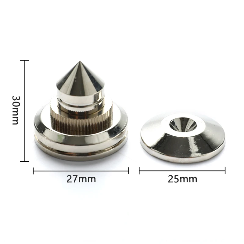 Set of 4 Premium Pure Copper Silver Speaker Spike Pads for Enhanced Sound Quality