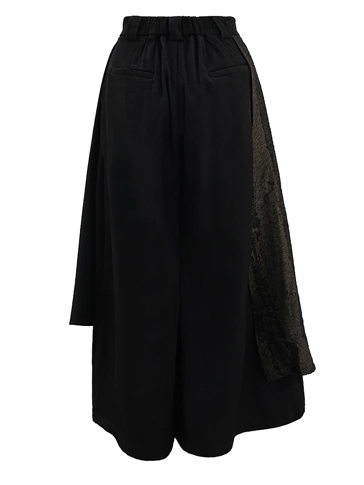 EAM Brown Tie Dye Irregular Wide Leg Pants High Elastic Waist New Trousers Women Fashion Tide Spring Autumn 2026 CPG1572