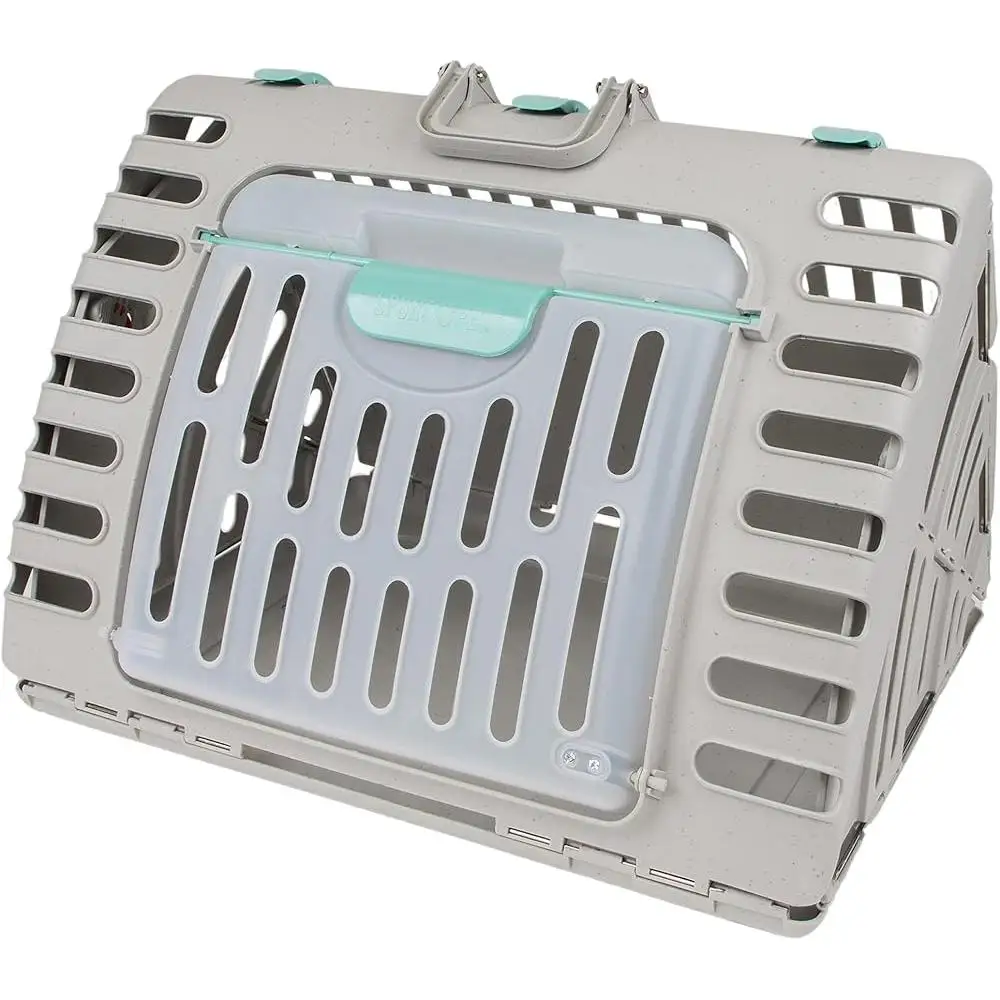 Foldable Cat Carrier Waterproof Pet Travel Carrier Collapsible Indoor Cat Home Front Door Design Removable Bed Easy Storage