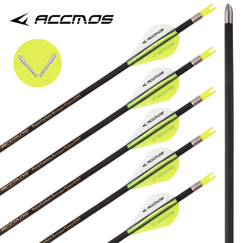 Frecce Da Caccia Sunya Per Arco Compound/Ricurvo - Carbonio 30 Pollici, Spine 400/500, Punte Rimovibili, 12 Pezzi - Foto 5