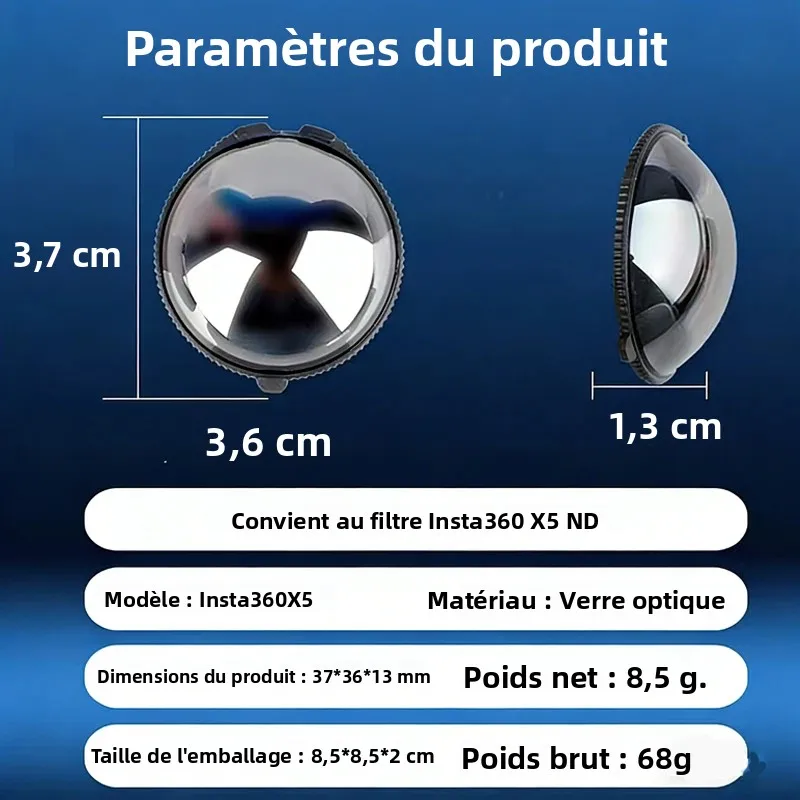 Filtre ND Insta360 X5 - ND16/32/64 Verre Optique