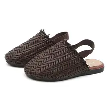 

Baby Girl Sandals 2022 Woven Sandals Kids Cut-Outs Slides Children Brown Casual Shoes Beige Kids Sandals and Slippers