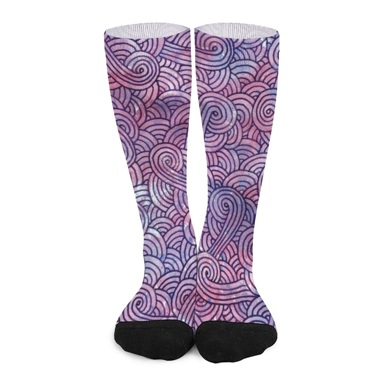 Purple swirls doodles Socks funny sock hiphop Socks for men set
