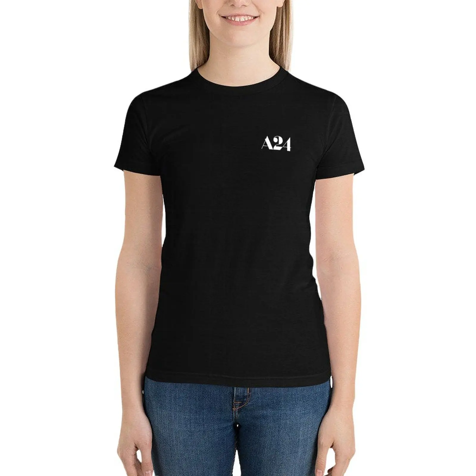 

A24 White Logo T-Shirt cute tops animal print shirt for girls Female clothing t-shirt dress for Women sexy