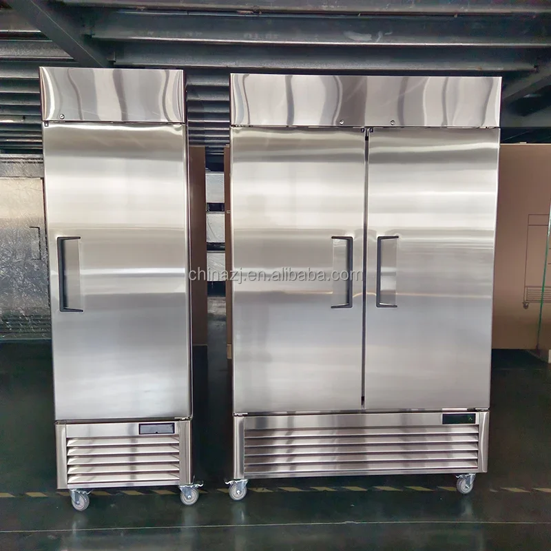 54" W Commercial Restaurant Upright Fridge Glass Door Reach In Freezer Stainless Steel Refrigerator Upright Reach In Cooler