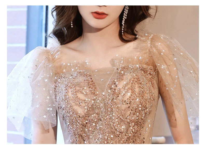 long sleeve prom dresses Elegant Off The Shoulder Sequin Tulle Short Prom Dresses For Birthday Party Champagne Women Formal Evening Dresses burgundy prom dresses