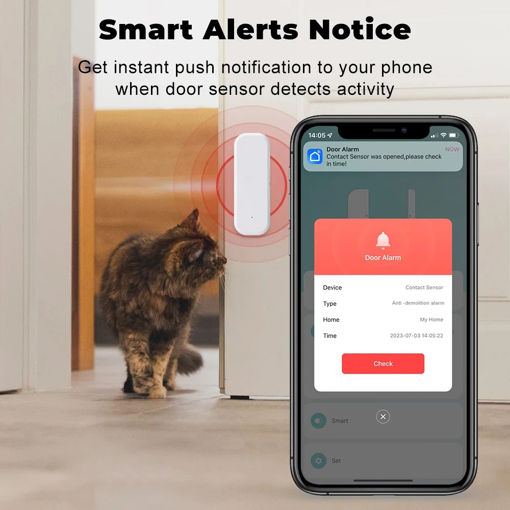 Tuya Smart Zigbee 3.0 Door Sensor Open Close Detector Smartlife App Control Notification Compatible with Alexa Google Home 2-8PC door window sensor