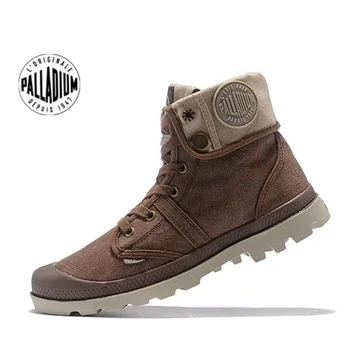 PALLADIUM 남성용 솔리드 캔버스 부츠, 플랩 칼라, 발가락, 대학 스타일, 패션, 쇼수르 옴므, 캔버스 신발