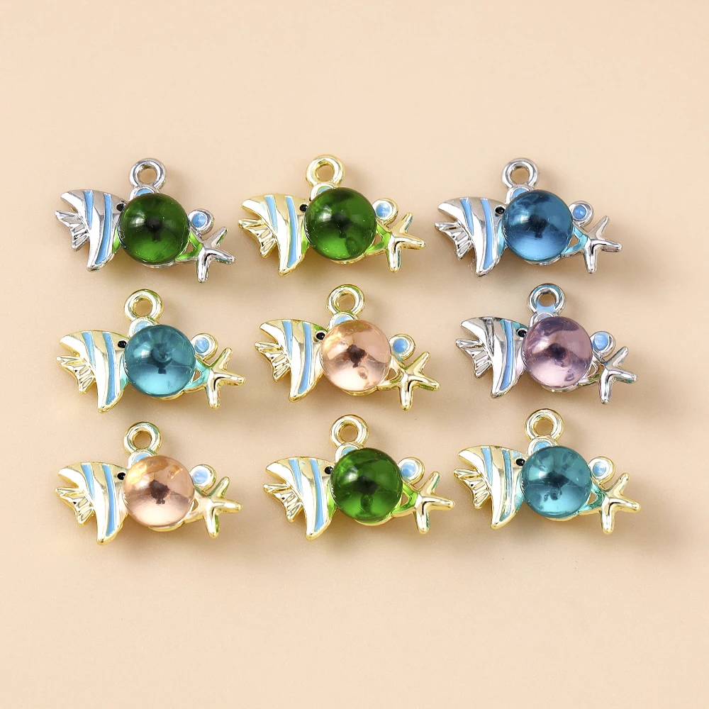 5 Stück exquisite Meeres-Tier-Anhänger (Fisch, Seestern) für Sommer-Strand-Ohrringe, Halsketten, Armbänder, DIY-Schmuckherstellung und Basteln