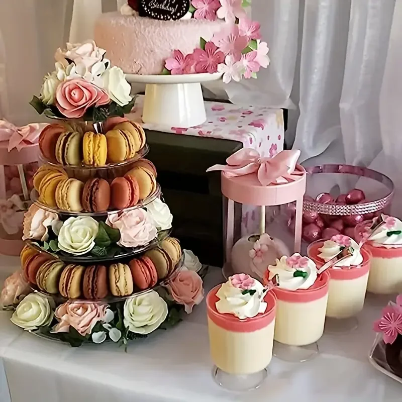 Tiered Macaron Tower Stand Cake Display Rack Cupcake Holder Dessert Stand for Baby Shower Wedding Birthday Party Decorations