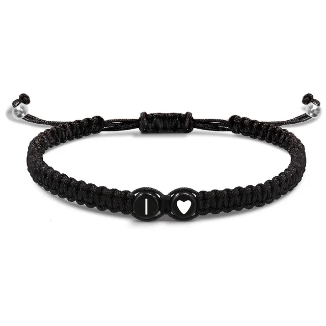 26 lettres initiales coeur Bracelets à la main réglable A-Z nom tressé Bracelets pour femmes hommes amitié bijoux cadeaux