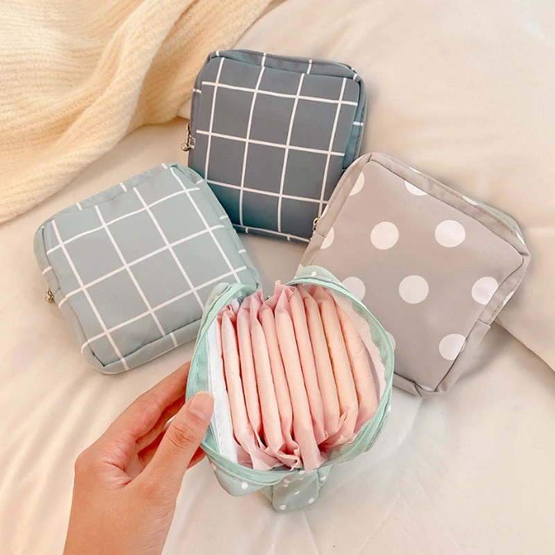 Women Sanitary Napkin Tampon Storage Bag Cute Sanitary Pad Pouches Portable Makeup Lipstick Key Earphone Data Cables Organizer 2