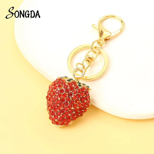 Strawberry Metal Keychain