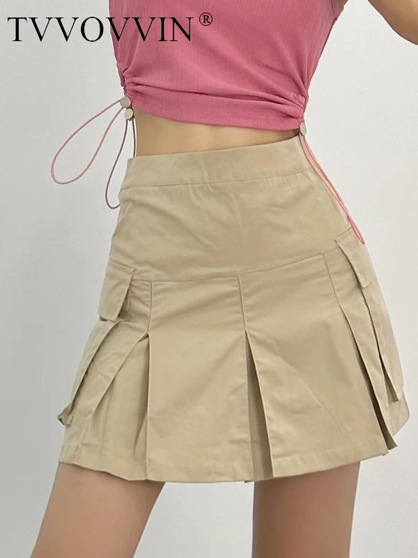 

WOMENGAGA 2023 Summer New Sweet And Cool A-Girls' Reduced Age High Waist Panel Pleated Skirt Women's Summer Show Thin OUOS