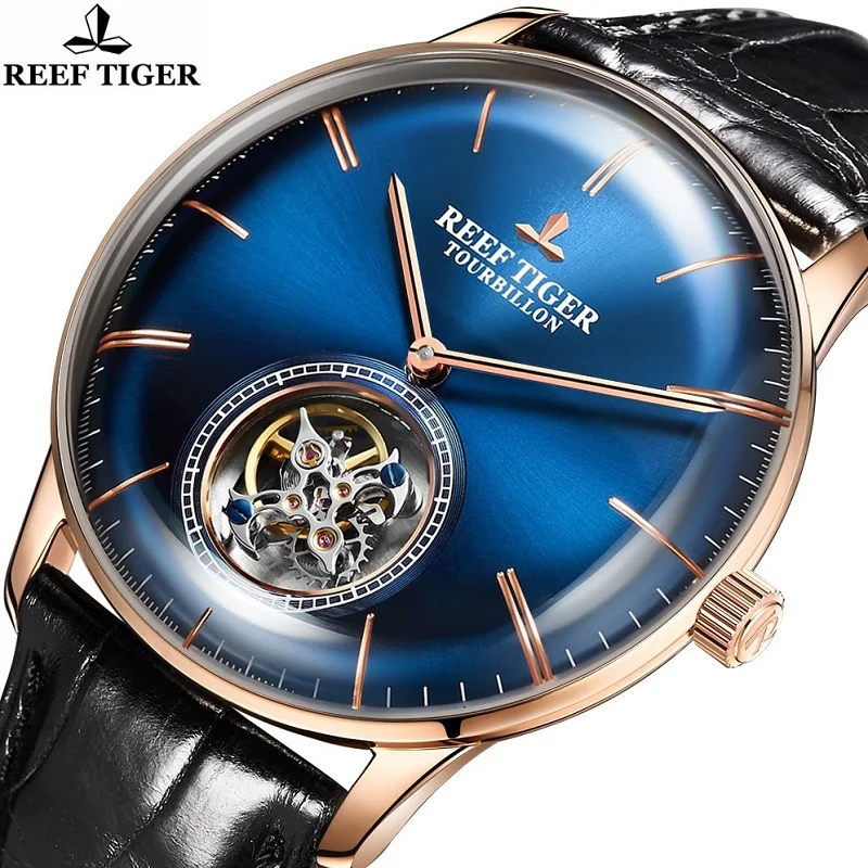 Reef Tiger-Montre-Bracelet Mécanique existent pour Homme, Tourbillon Réel, Modules, Verre Saphir, Nouveau