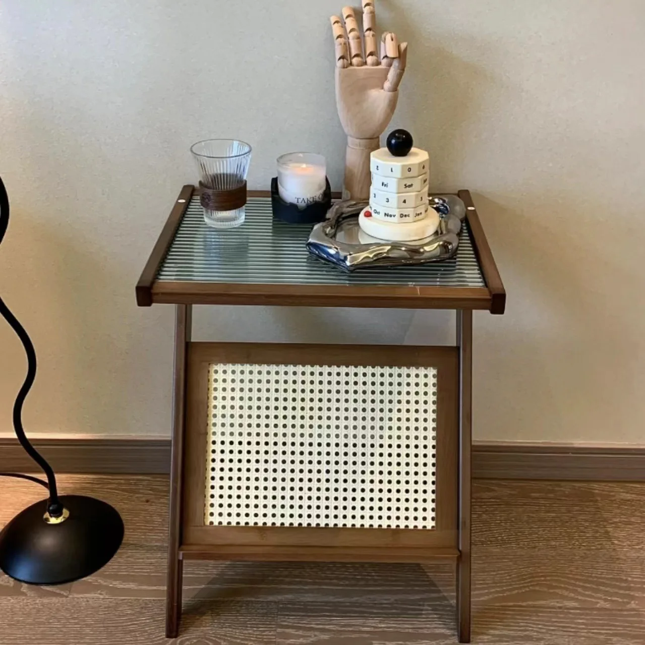 Sofa Edge Table Simple Household Black Tea Table Small Bedside Modern and Minimalist Balcony Storage Rack Room Furniture