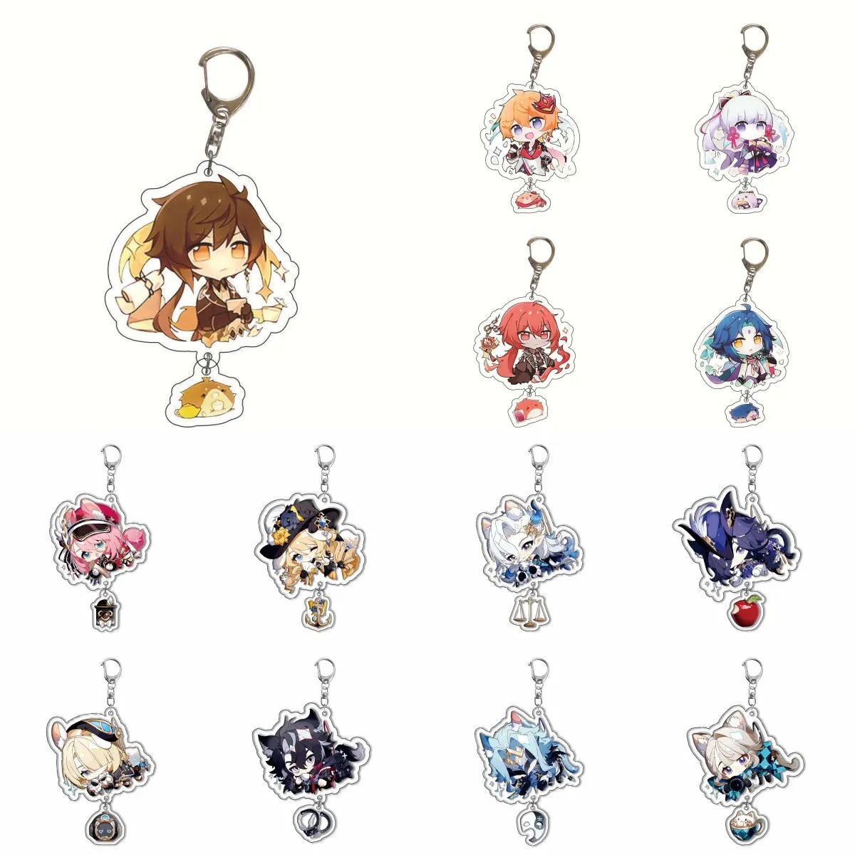 Wriothesley Neuvillette Lynette Genshin Impact Versione Q Figure Acriliche Portachiavi Borsa Carina Ciondolo Portachiavi Auto Regalo Raccogliere Prop