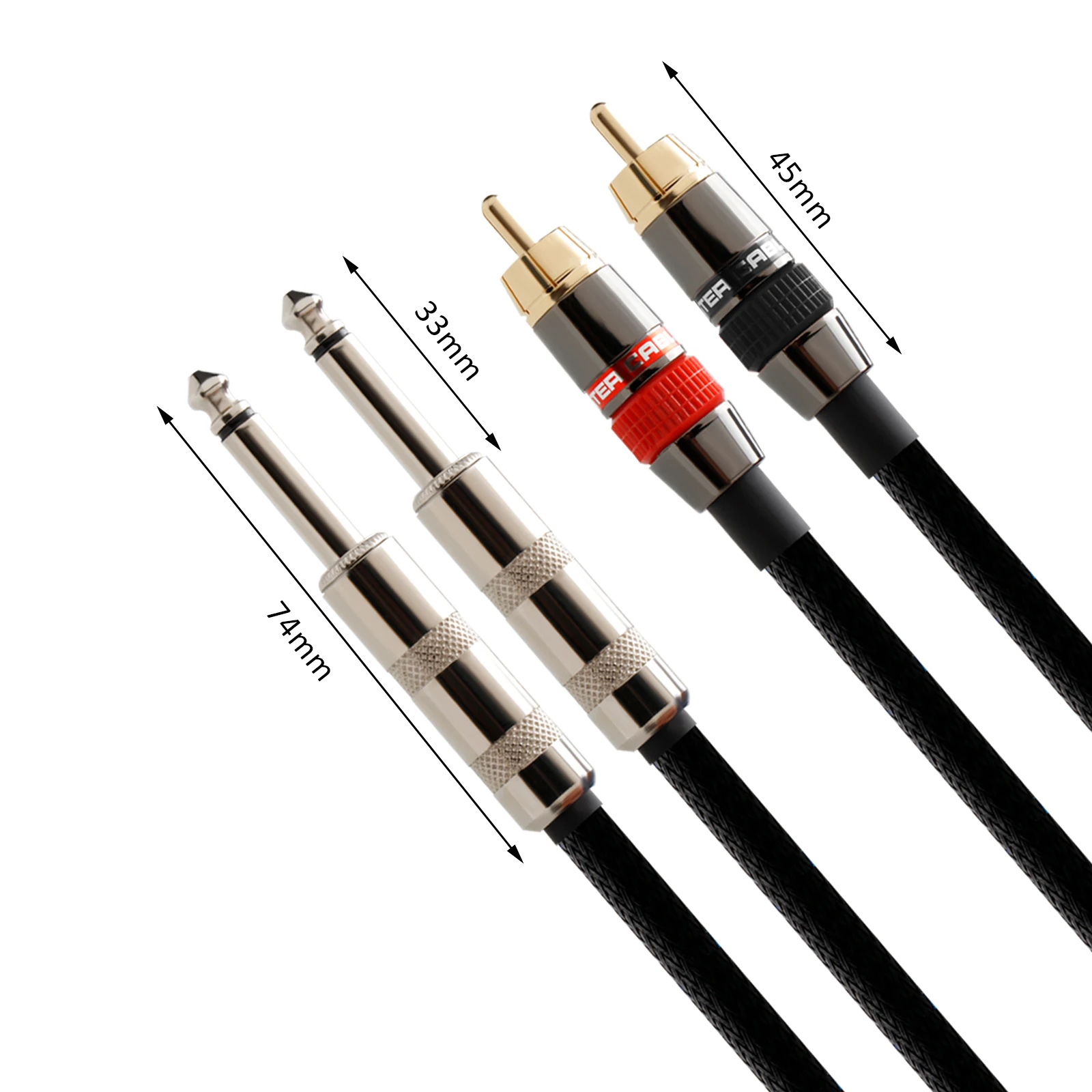 Kit Audio : Adaptateur Jack 6,35mm Vers RCA + Câble RCA/Jack 3,5mm 1,8m - NEUF