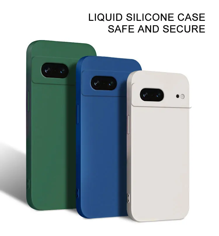 

For Google Pixel 8 Pro Straight Edge Liquid Silicone Phone Case All-inclusive Lens Anti-drop Cover
