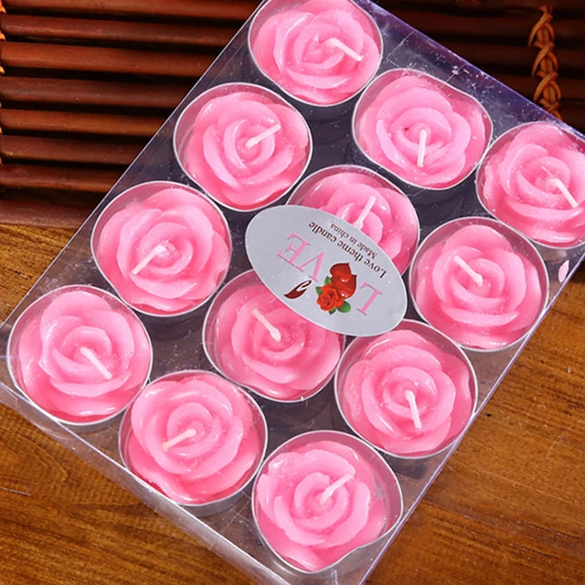 Candele romantiche Tealight a forma di fiore di rosa, Candela leggera,  Decorazioni per la casa, Matrimonio, Festa di compleanno, Natale, Set 12  pezzi - AliExpress