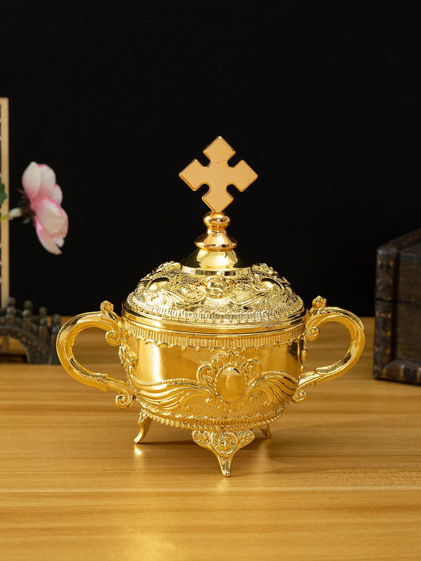 유럽 아연 합금 호텔 레트로 고급 스토리지 말린 과일 상자, 가정용 설탕 그릇, 고급 금속 핸드 페인트, 다채로운 뚜껑