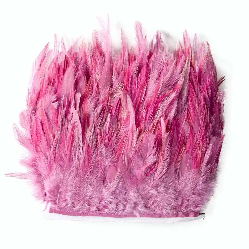 Soft Ostrich Feather Fringe trim Tassels Plume with Satin Ribbon 5-6  (13cm-15cm)