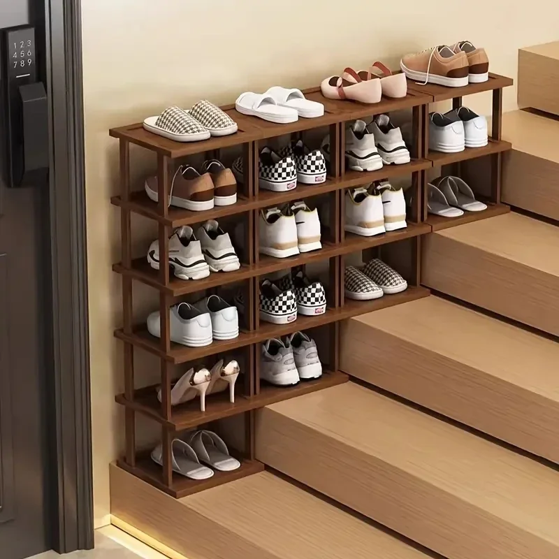 vertical shoe rack high and narrow shoe rack organizer suitable for small spaces 8-story bamboo rack suitable for 1pc