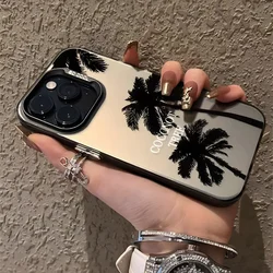 Trendy Coconut Tree Design Hard Phone Case - Fashionable & Sleek Cover for iPhone 13 (Black G1564)