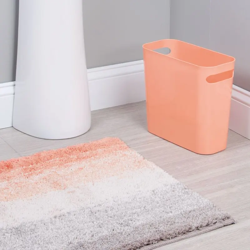 

Microfiber Bath Mat, Non-Slip Rug, 34" x 21", Coral, Ivory, and Gray