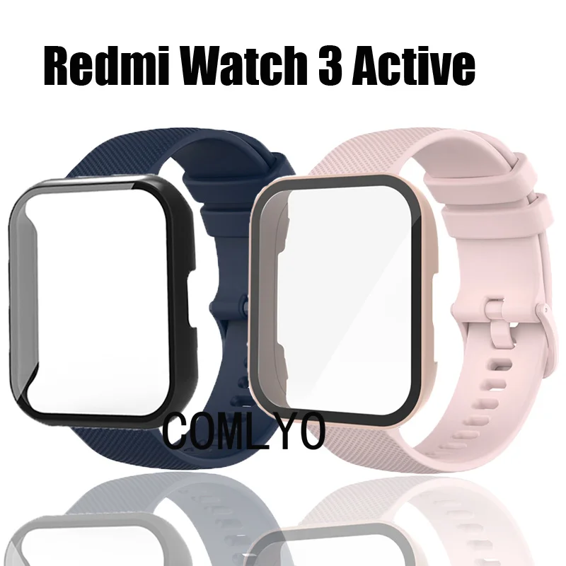 

For Xiaomi Redmi Watch 3 Active lite Strap Silicone Belt Smart Watch Case Full Cover Screen Protector Bumper