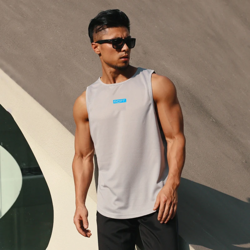 

Muscle Guys Gym Fitness Sleeveless Mens Casual Fashion Brand Clothing Summer Mesh Breathable Quick Dry Cool Feeling Tank Tops