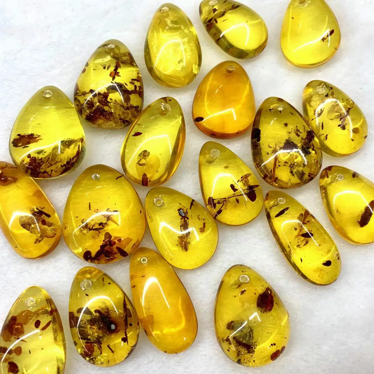 DropShapeNaturalAmberPendantNaturalGemstoneJewelryNecklace