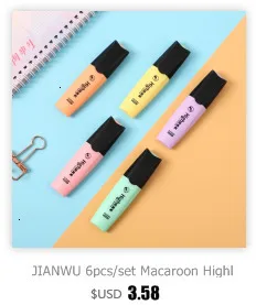 JIANWU 6pcs/set Soft Tip Highlighter Light Color Kawaii Marker Pen DIY Photo Album Journal Fluorescent Pen Student Stationery JIANWU 6pcs/set Soft Tip Highlighter Light Color Kawaii Marker Pen DIY Photo Album Journal Fluorescent Pen Student Stationery