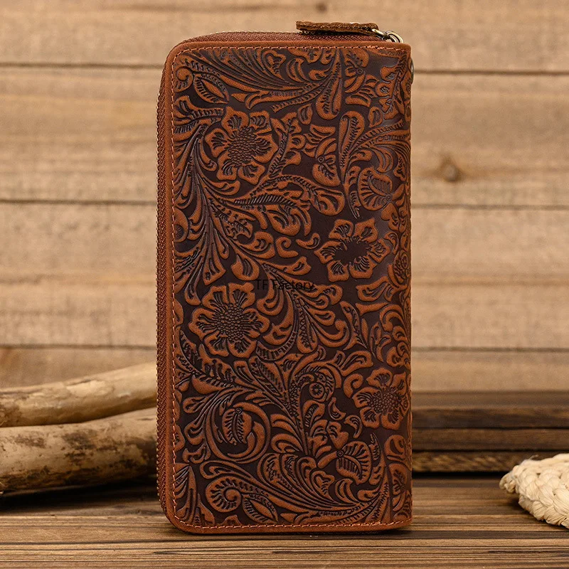 Premium Leather Long Wallet with Money Clip