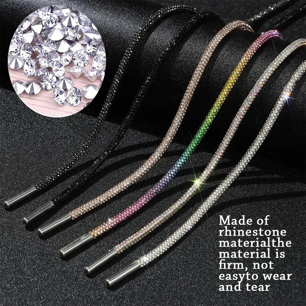 Luxury Rhinestone Shoelaces Rainbow Diamond Shoe laces Sneakers Laces Shoes Round Shoelace 100/120/140/160CM 1Pc DIY String rope