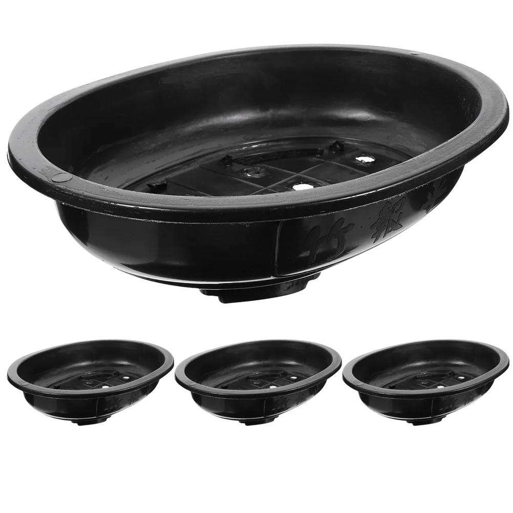 

4Pcs 15Large Garden Bowl Planter Shallow Plant Pot Drain Hole Plastic Flowerpot Drainage Plug Gardening Planter Pot