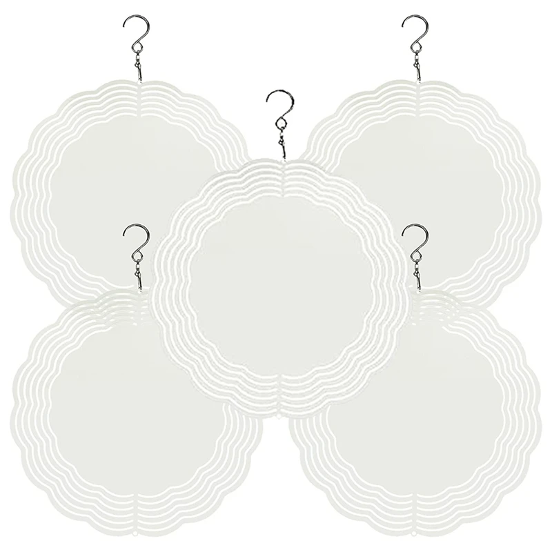 

5 Piece Sublimation Wind Spinner White Metal For Yard And Garden Indoor Outdoor Front Door Decoration